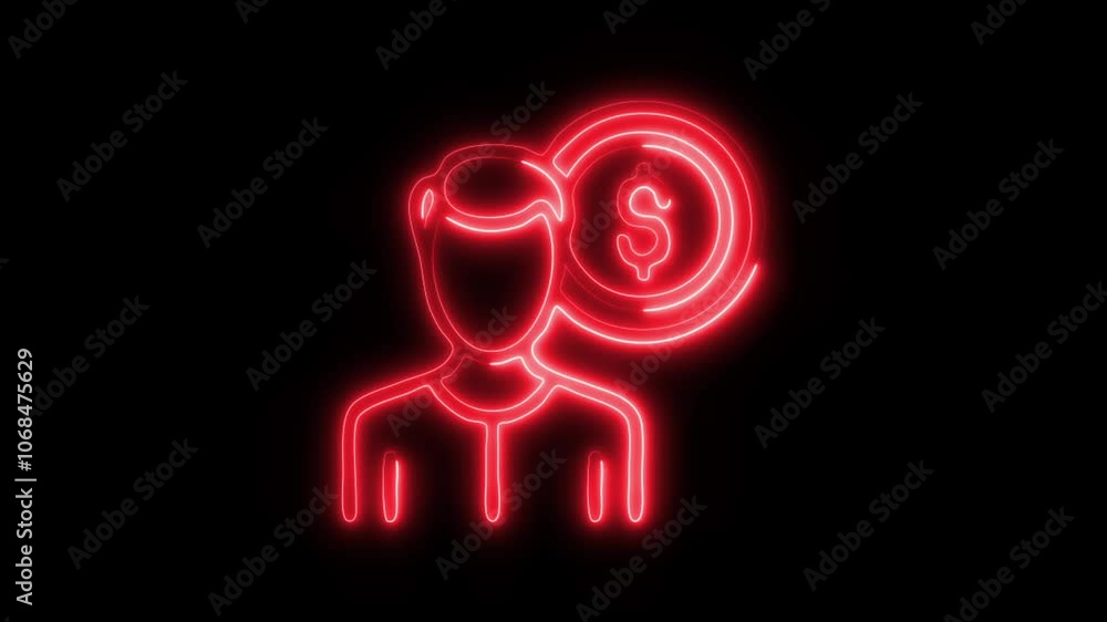 Glowing Manager Icon and Symbol in HD Video Neon Animation on Black Background Glowing Manager Icon and Symbol in HD Video Neon Animation on Black Background