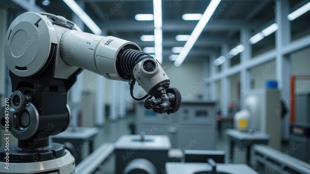 Precision Robotic Arm in Industrial Setting Precision Robotic Arm in Industrial Setting