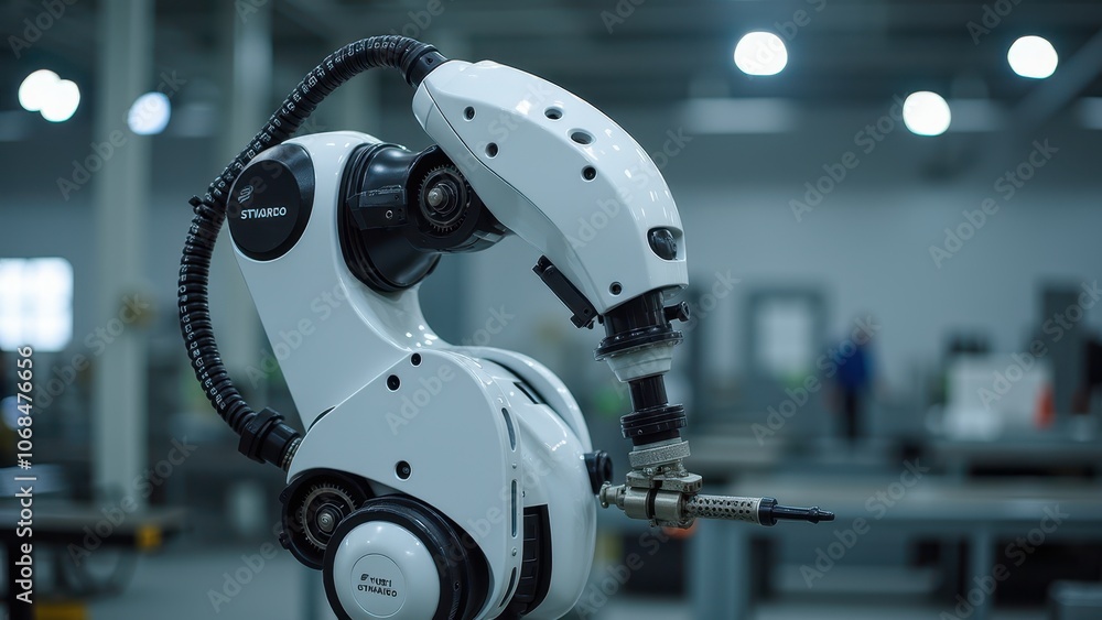 Fototapeta premium Precision Robotic Arm in Industrial Setting