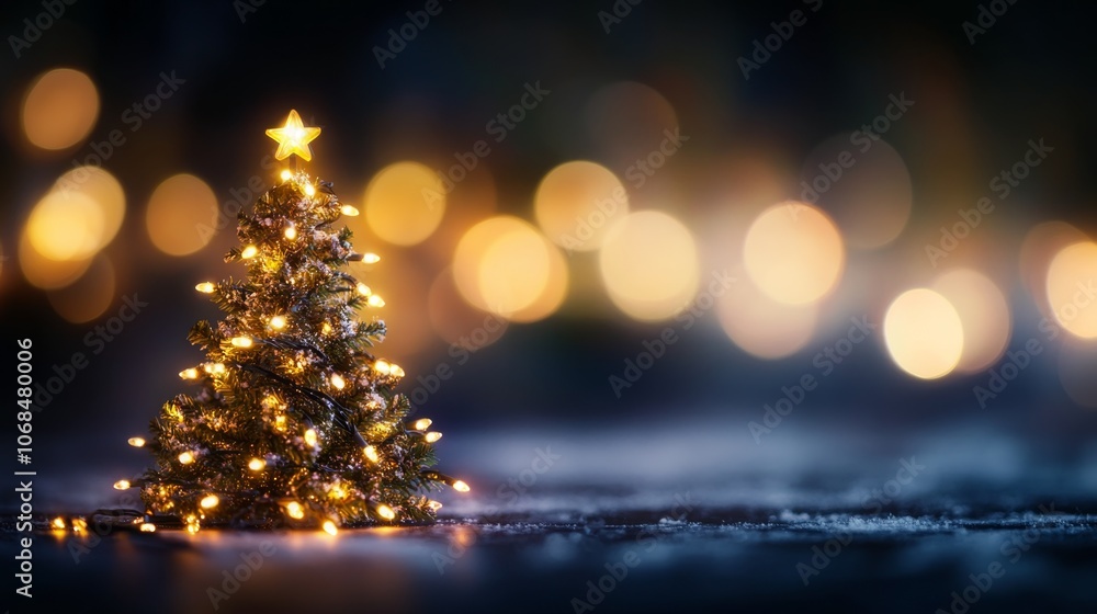 Glowing Christmas Tree with Soft Blurred Background Glowing Christmas Tree with Soft Blurred Background