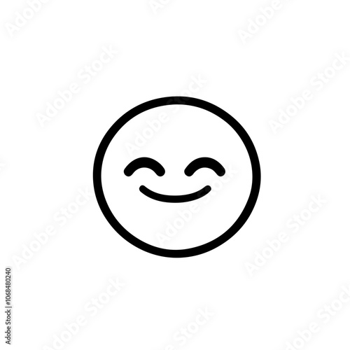 Minimalist smiling face with closed eyes, symbolizing contentment and relaxation. Ideal for social media and app feedback.