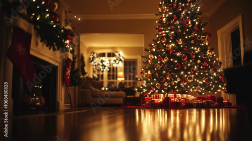 Soft Focus Christmas Tree Illuminated at Night