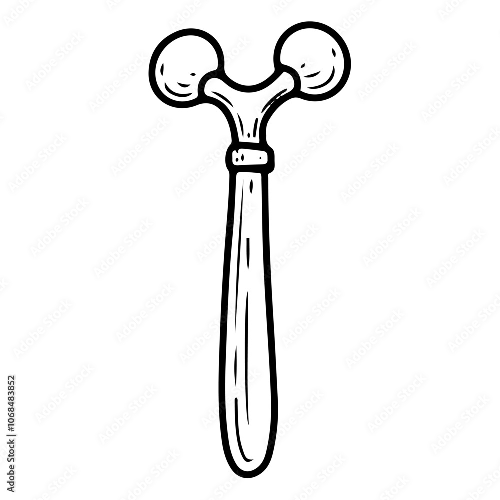 Face roller hand drawn doodle. Beauty tool. Self care. Cosmetic massage. Skin stroking with scrapers. Natural stone. Massage device. Body health. Vector line art illustration. Face roller hand drawn doodle. Beauty tool. Self care. Cosmetic massage. Skin stroking with scrapers. Natural stone. Massage device. Body health. Vector line art illustration.