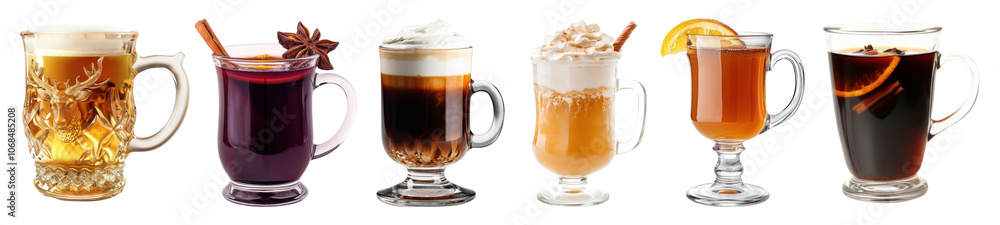 Winter drinks png cut out element set Winter drinks png cut out element set