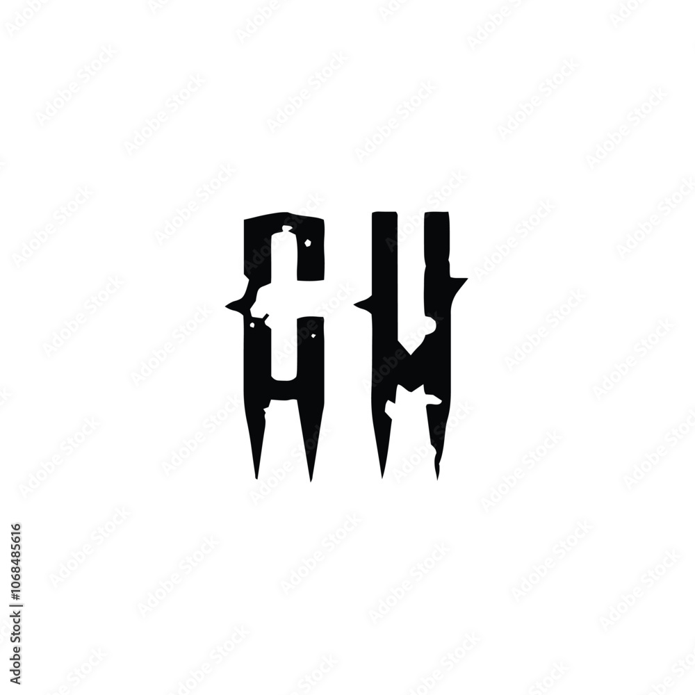 Obraz premium CV monogram logo design letter text name symbol monochrome logotype alphabet character simple logo