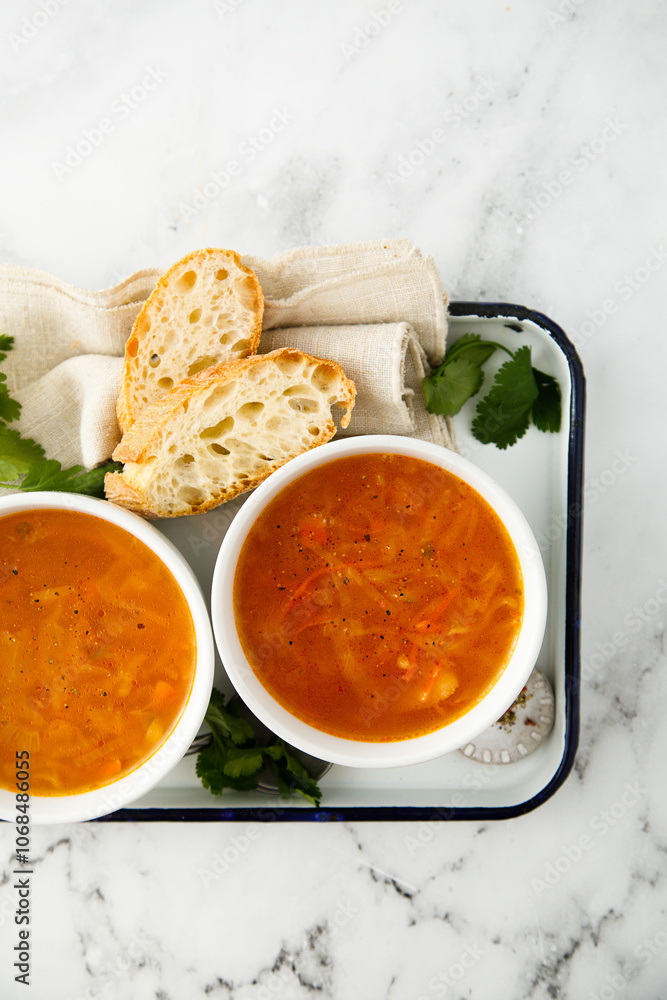 Warming sauerkraut soup with tomato Warming sauerkraut soup with tomato