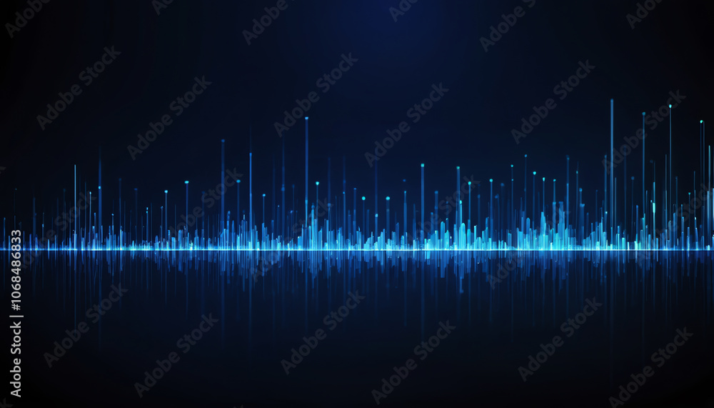 Abstract blue background with a digital waveform, representing sound, music, or heartbeat data Abstract blue background with a digital waveform, representing sound, music, or heartbeat data