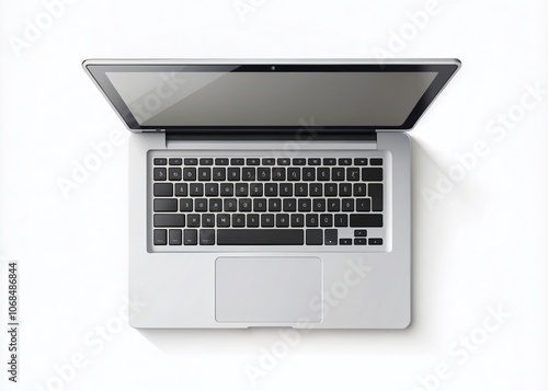 High Depth of Field Laptop Flat Design Top View with Shadow on White Background - Vector Illustration for Web and Print Use