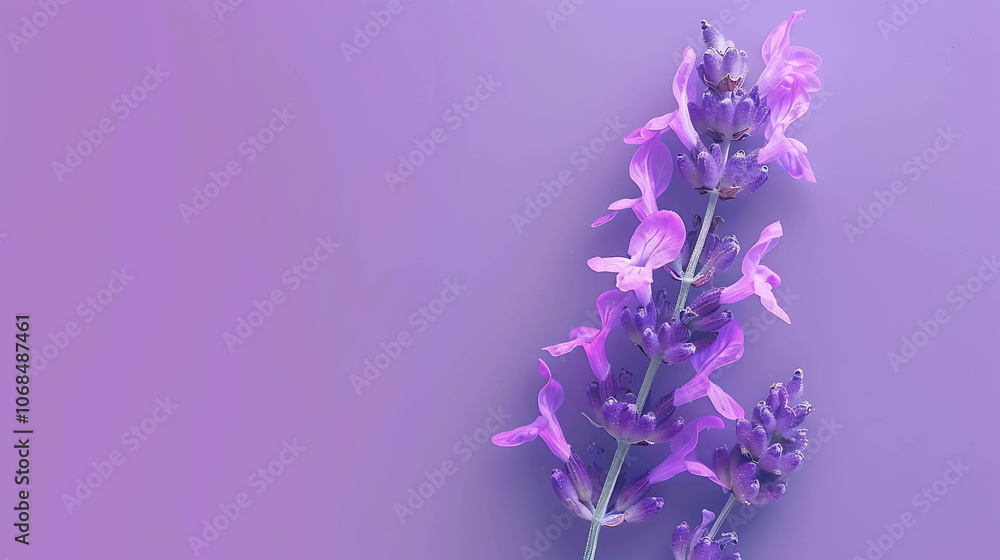 Obraz premium A beautiful close-up of a lavender flower in full bloom against a soft purple background.