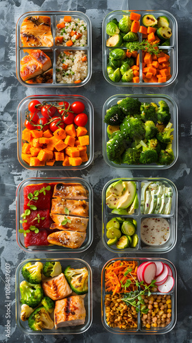 Healthy and Delicious Assorted Meal Prep Ideas Displayed in Separate Containers