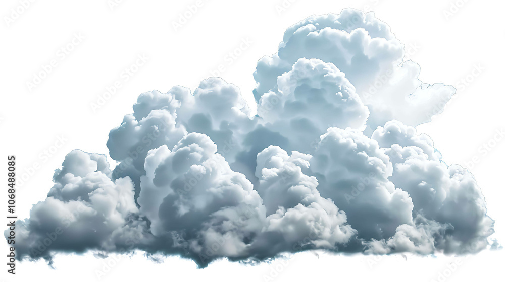 A large, fluffy cloud with a silver lining. It is isolated on a white background. A large, fluffy cloud with a silver lining. It is isolated on a white background.
