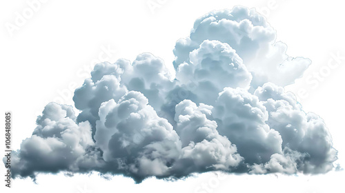 A large, fluffy cloud with a silver lining. It is isolated on a white background.