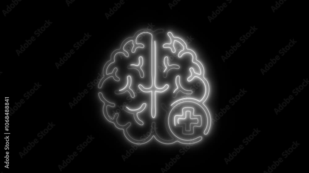 Glowing Neurology Icon and Symbol in HD Video Neon Animation on Black Background Glowing Neurology Icon and Symbol in HD Video Neon Animation on Black Background