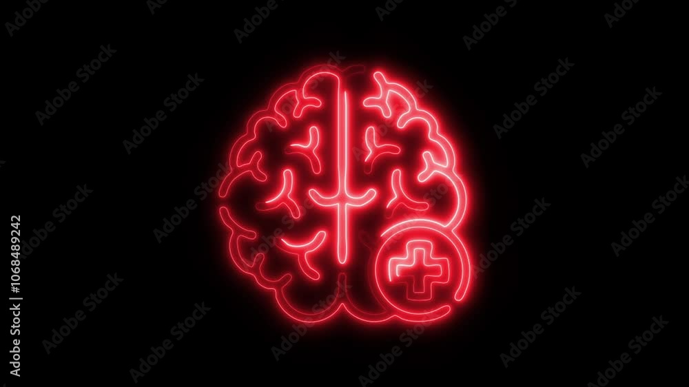 Glowing Neurology Icon and Symbol in HD Video Neon Animation on Black Background Glowing Neurology Icon and Symbol in HD Video Neon Animation on Black Background
