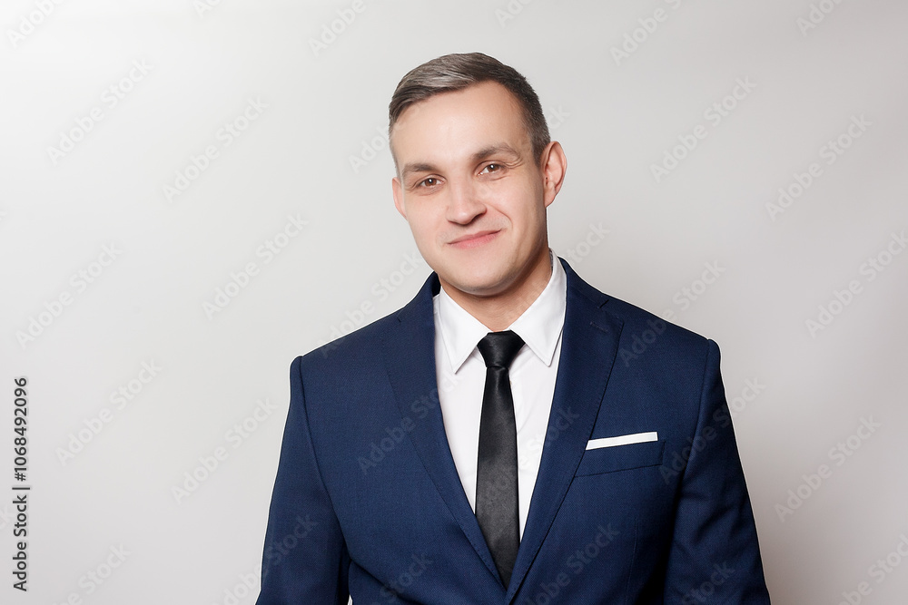 Portrait of handsome man in black blue suit Portrait of handsome man in black blue suit