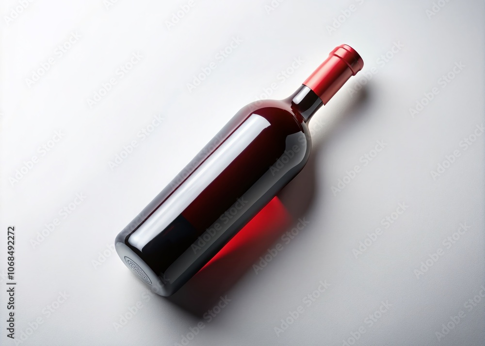 Isolated Red Wine Bottle with Empty Label on White Background - Elegant Minimalist Photography for Wine Branding and Product Presentation Isolated Red Wine Bottle with Empty Label on White Background - Elegant Minimalist Photography for Wine Branding and Product Presentation