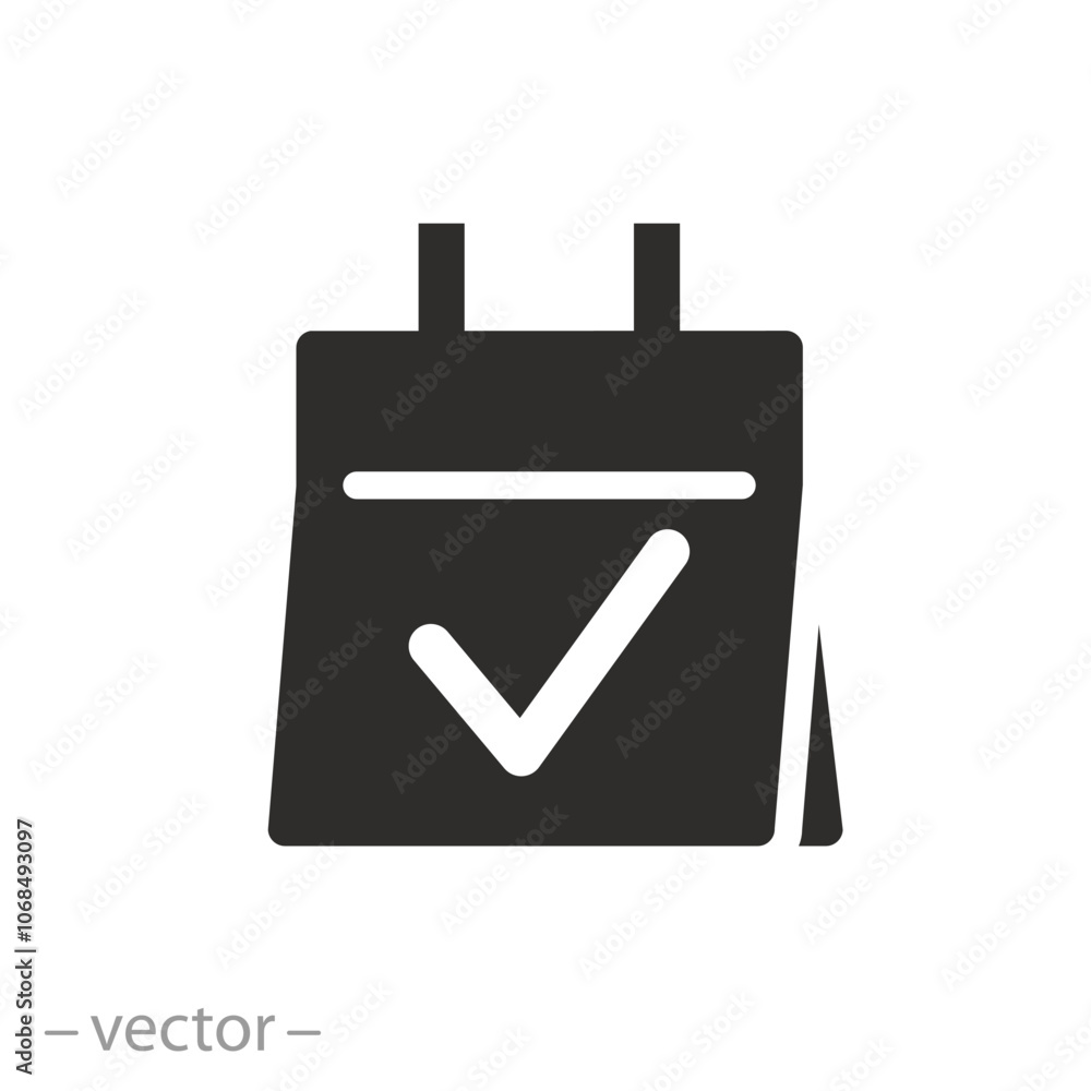 save event date, calendar with check mark icon, organizer day, time planner schedule, flat vector illustration save event date, calendar with check mark icon, organizer day, time planner schedule, flat vector illustration
