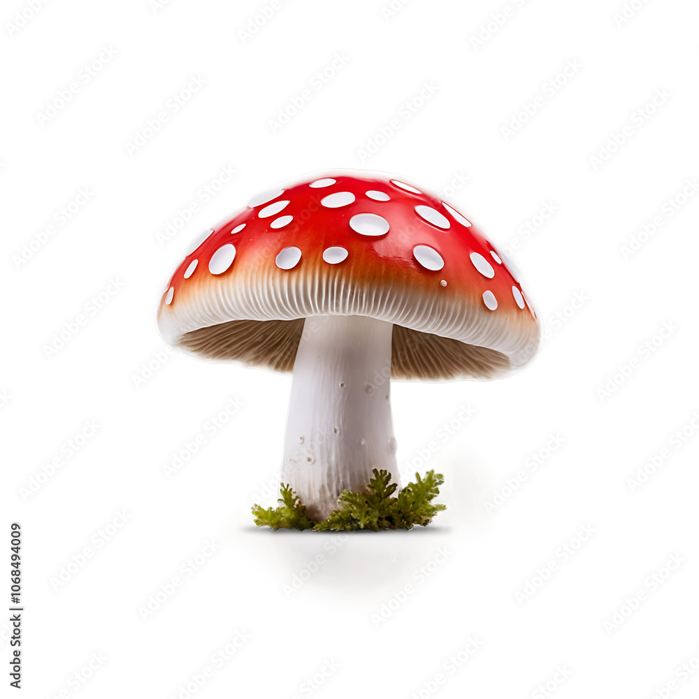 Vibrant Agaric Mushroom in Glossy Toy Style Isolated for Creative Projects and Designs Vibrant Agaric Mushroom in Glossy Toy Style Isolated for Creative Projects and Designs