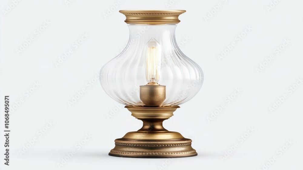 Classic Glass Table Lamp with Golden Finish Classic Glass Table Lamp with Golden Finish