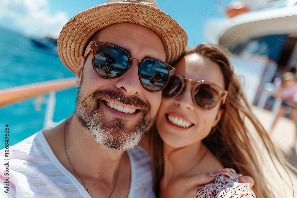 AI generated picture of lovely happy married couple enjoy romantic honeymoon cruise AI generated picture of lovely happy married couple enjoy romantic honeymoon cruise
