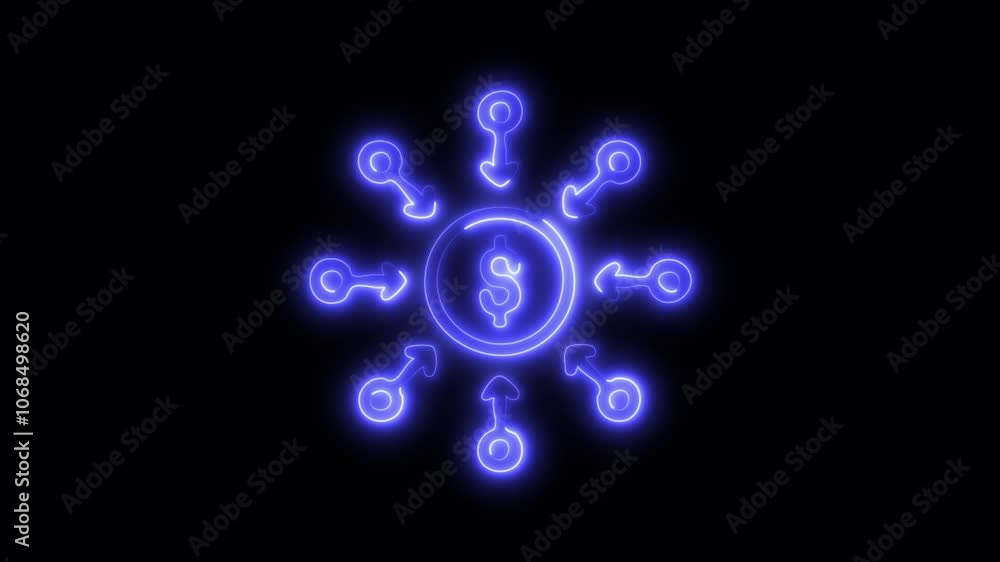 Glowing Passive Income Icon and Symbol in HD Video Neon Animation on Black Background Glowing Passive Income Icon and Symbol in HD Video Neon Animation on Black Background