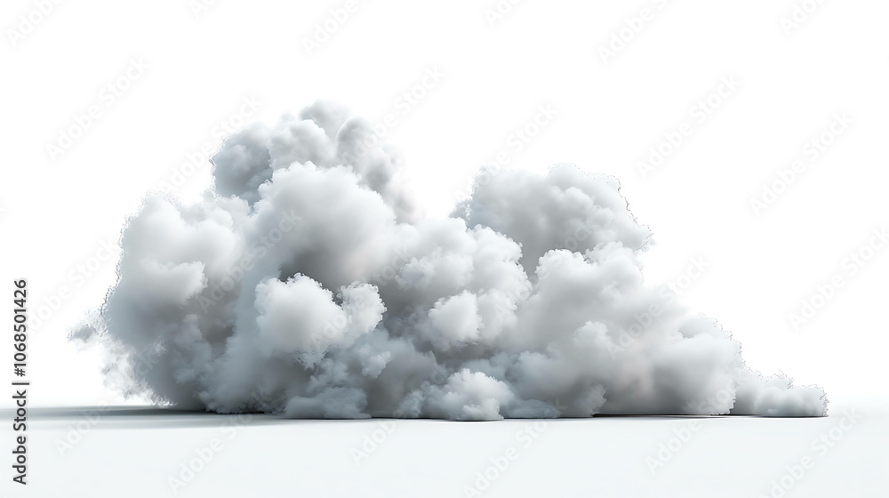Naklejka premium A large cloud of white smoke billows and spreads.