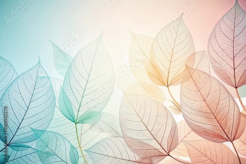 Minimalist Abstract Background with Outline Leaves 