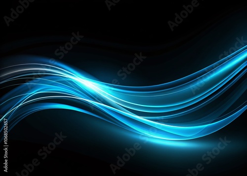 Minimalist Blue Lines on Black Background - Curved Vector Graphic Design for Modern Art, Abstract Backgrounds, Digital Art, and Minimalist Aesthetics