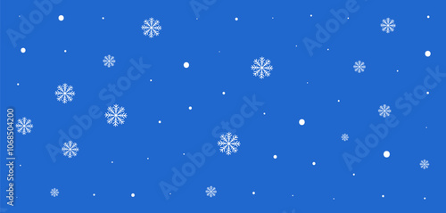 Vector holiday background with blue winter snow and white snowflake flake pattern. Cold sky illustration.