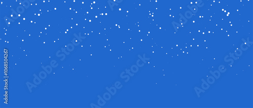 Vector winter blue background featuring snowflake pattern and white ice flake. Holiday sky with falling snowy texture.