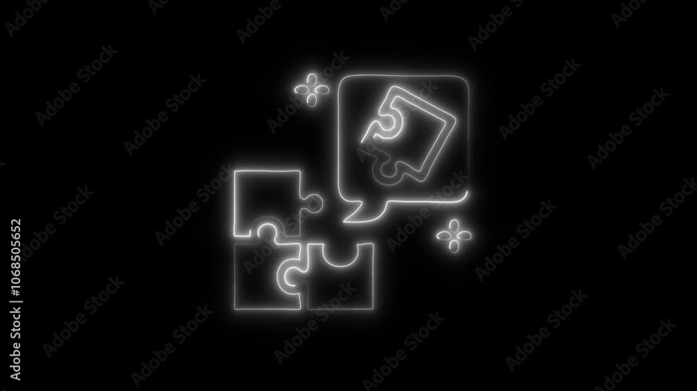 Glowing Problem Solving Icon and Symbol in HD Video Neon Animation on Black Background Glowing Problem Solving Icon and Symbol in HD Video Neon Animation on Black Background