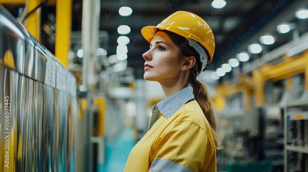 A safety inspection in a factory, with a manager checking equipment to ensure hazard-free conditions A safety inspection in a factory, with a manager checking equipment to ensure hazard-free conditions