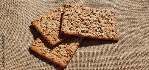 Whole grain biscuits with seeds, cookie. Cookies with seeds. Healthy crunchy biscuits. Diet low carb cookies. Diabetic cracker.	