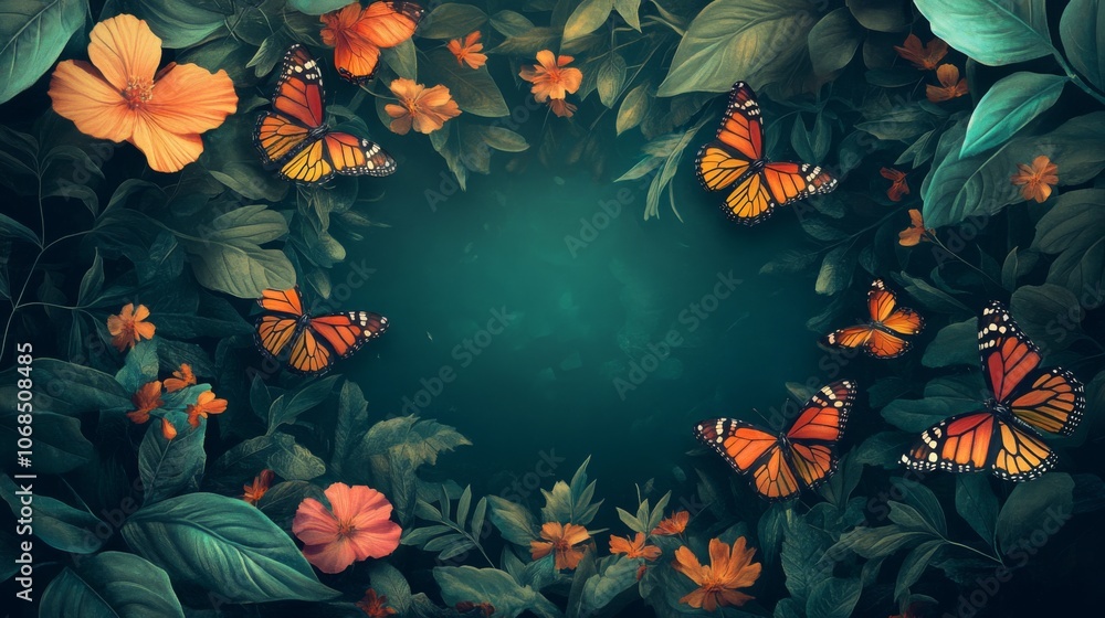 Butterflies in a Lush Garden Butterflies in a Lush Garden