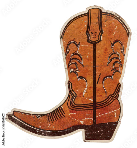 PNG Vintage western cowboy boot illustration photo