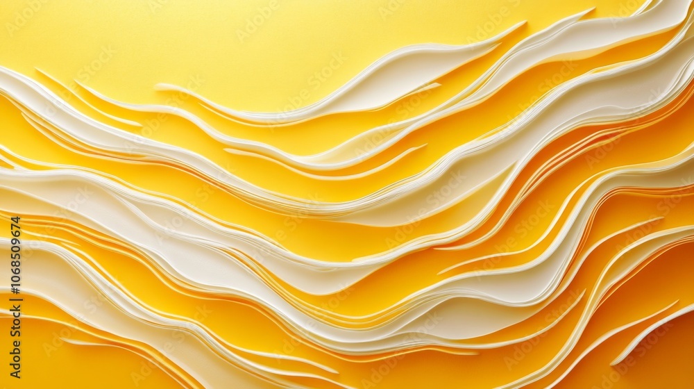 Obraz premium Abstract Paper Waves on Yellow Background