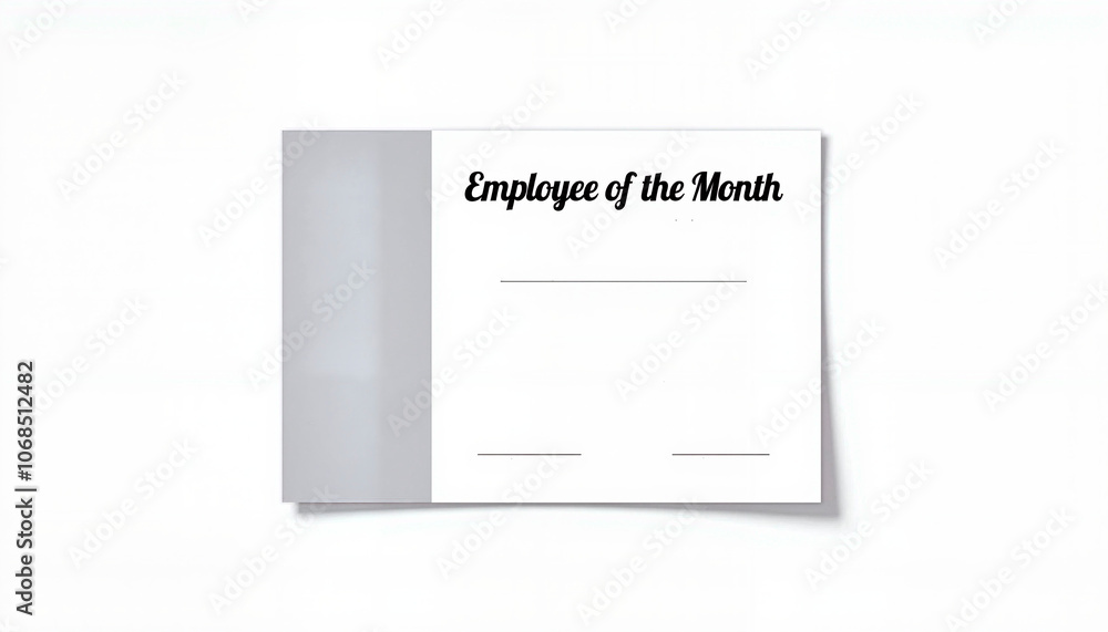 Employee of the Month certificate template on a white background, bonuses and rewards theme Employee of the Month certificate template on a white background, bonuses and rewards theme