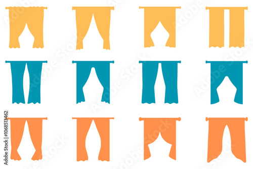 Simple curtain illustration design set