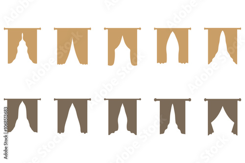 Simple curtain illustration design set