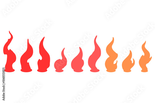 Burning fire silhouette icon design set