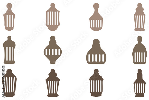 Islamic lantern illustration design set