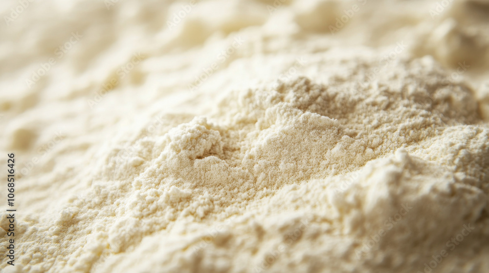 White flour heap on a wooden table, a raw ingredient for baking bread White flour heap on a wooden table, a raw ingredient for baking bread