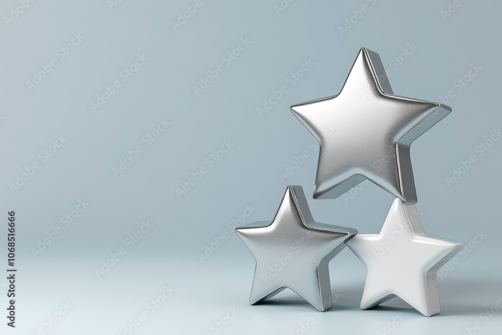 Obraz premium Silver star animation, rotating gray metallic glossy cartoon game element, vibrant and playful design, ideal for interactive applications and games