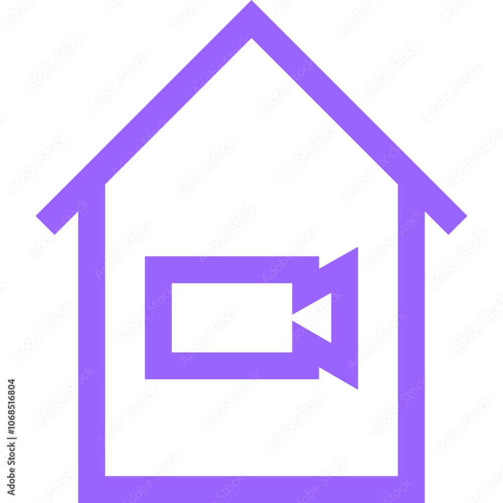 A Simple Icon Representing a House With a Camera, Symbolizing Home Video Recording and Streaming Activities A Simple Icon Representing a House With a Camera, Symbolizing Home Video Recording and Streaming Activities