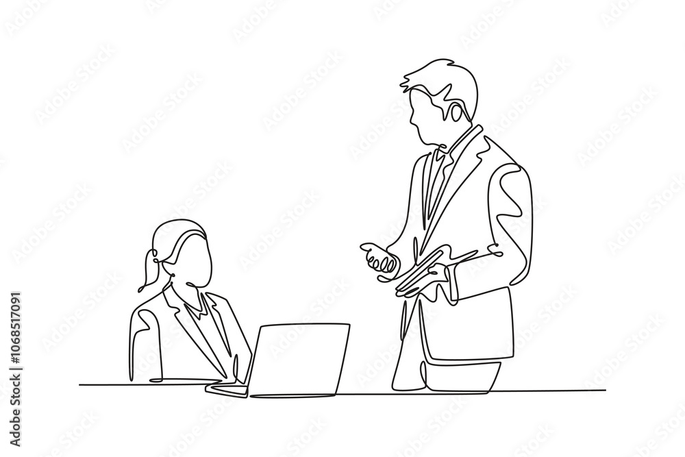 Meeting and Presentation concept. Single line draw design vector graphic illustration. Meeting and Presentation concept. Single line draw design vector graphic illustration.