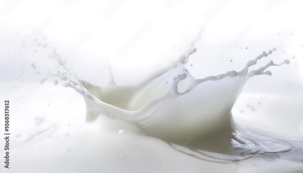 Milk drop on white background, capturing the moment of impact and the dynamic fluid shape created by the milk drop. Milk drop on white background, capturing the moment of impact and the dynamic fluid shape created by the milk drop.