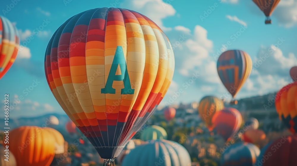 Fototapeta premium Hot Air Balloons in a Clear Sky