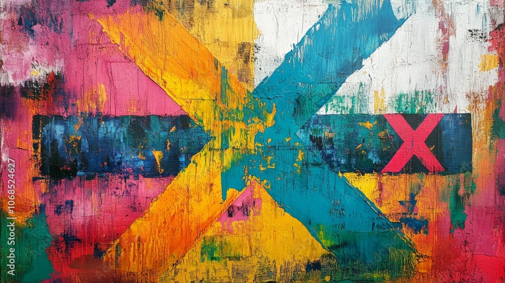 Fototapeta premium Abstract Colorful Cross Painting