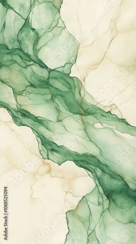 Wallpaper Mural Abstract Watercolor Marble Pattern in Emerald Green and Ivory  Torontodigital.ca