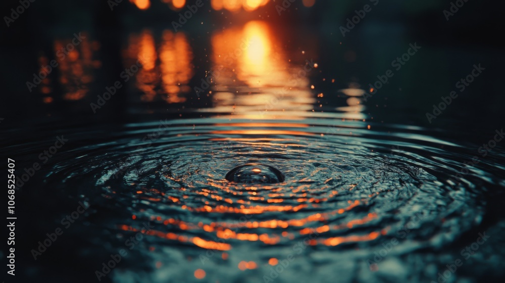 Serene Water Ripples at Sunset Serene Water Ripples at Sunset
